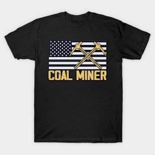 Coal Miner Flag American Patriotic Distressed T-Shirt